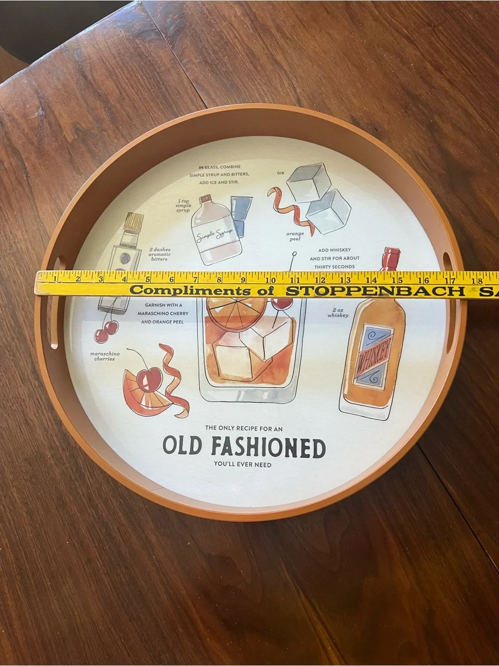 Demdaco Old Fashioned Cocktail Serving Tray with handles
